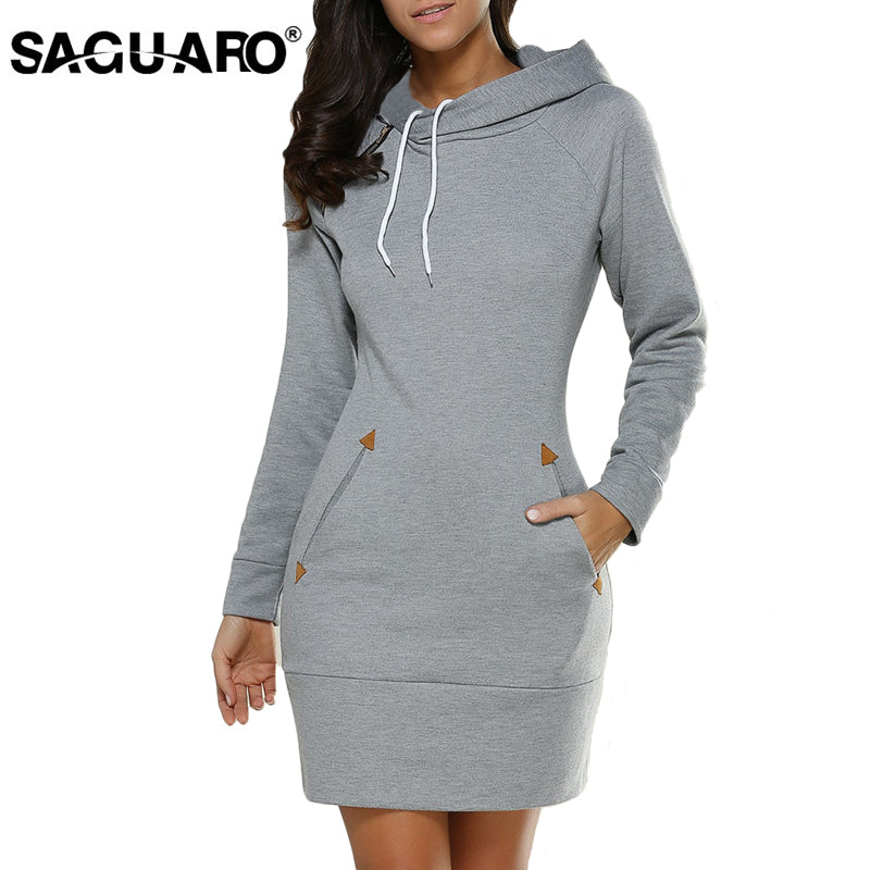 Long Sleeved Hooded Mini Dress