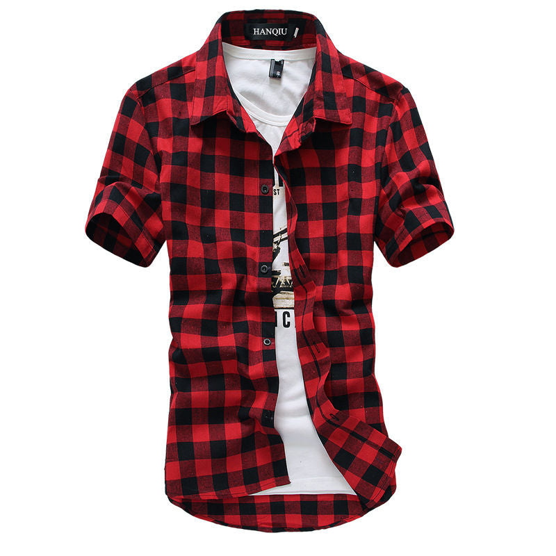 Plaid Shirt with Short Sleeves