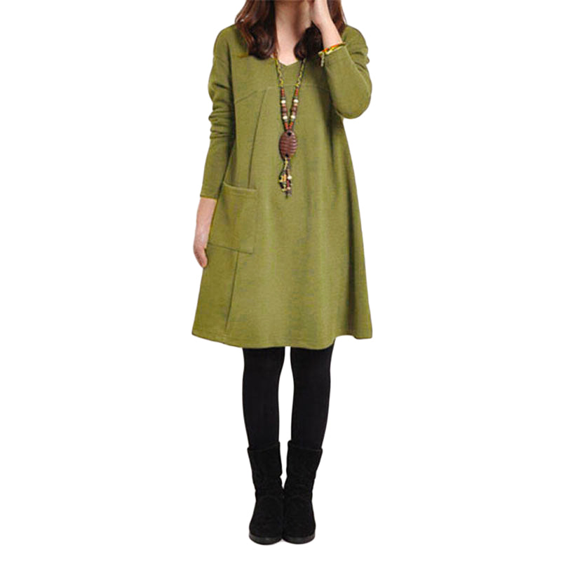 Pocket Dress with Long Sleeves