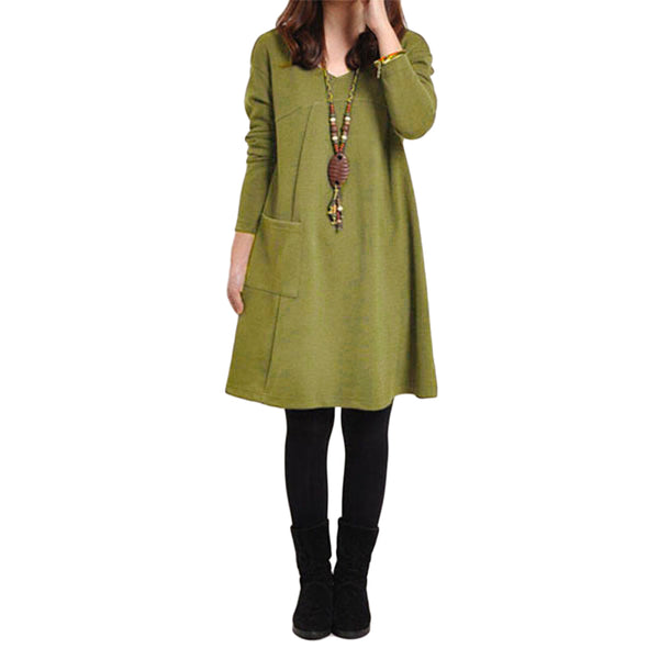 Pocket Dress with Long Sleeves