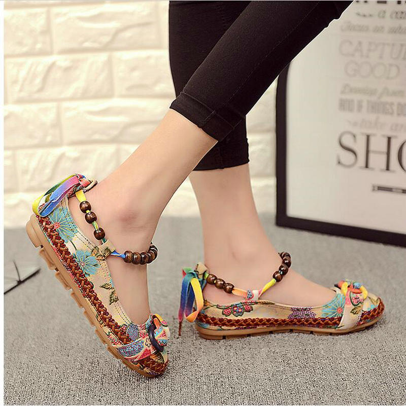 Handmade Beaded Flat Shoes for Women