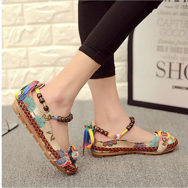 Handmade Beaded Flat Shoes for Women