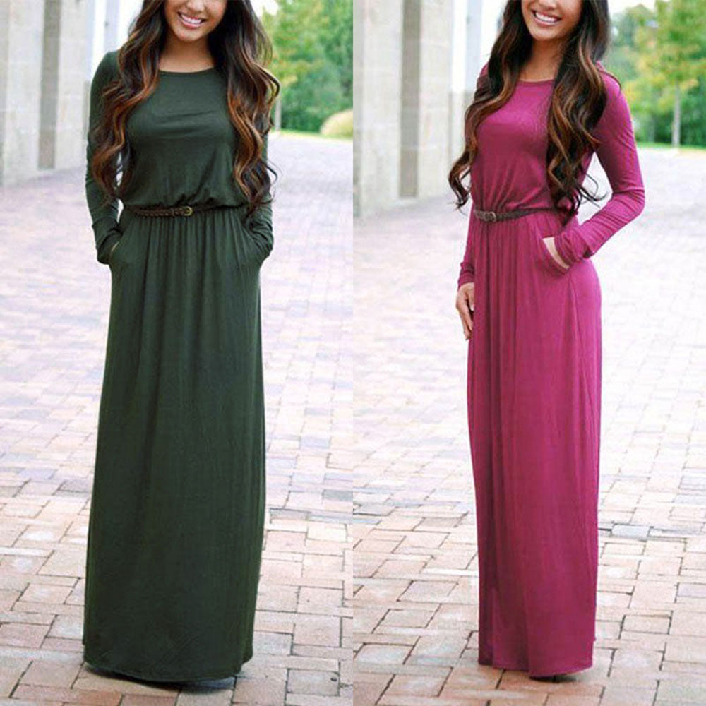 Solid Color Casual Winter Dress