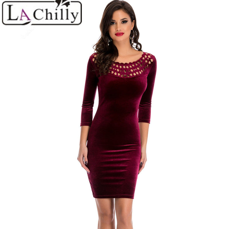 Round Necked Velvet Dress