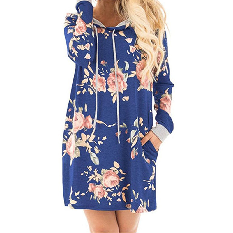 Floral Printed Hooded Dress