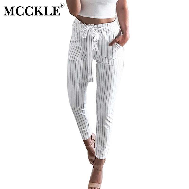 Striped High Waist Pants for Women