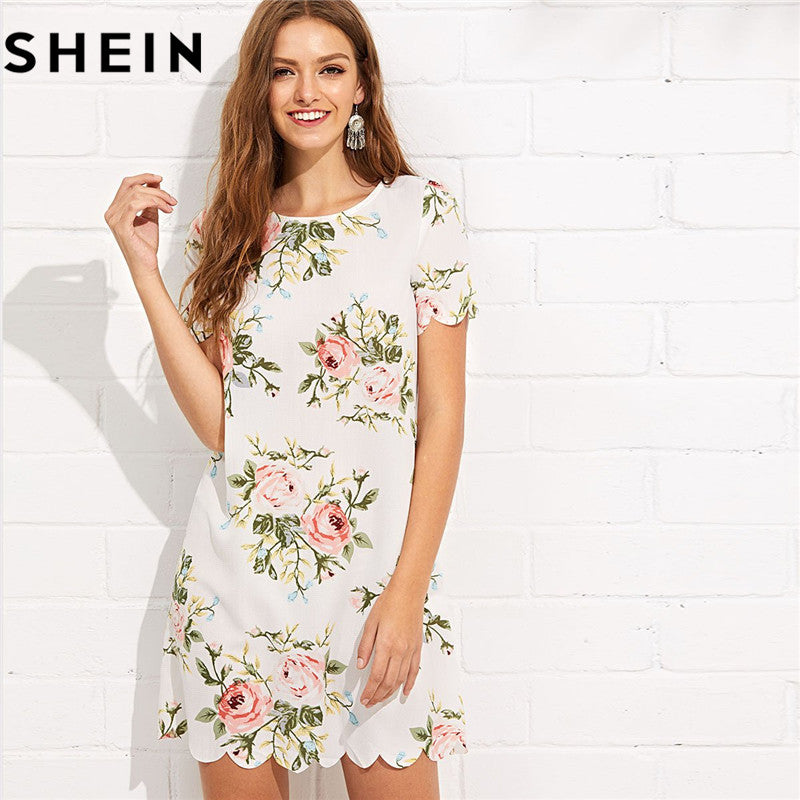 Short Sleeved Floral Printed Casual Mini Dress