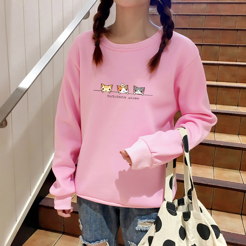 Three Kittens Printed Sweatshirt