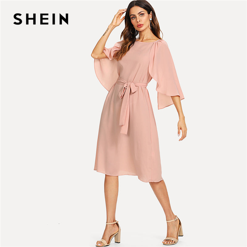 Elegant Cloak Sleeved Dress