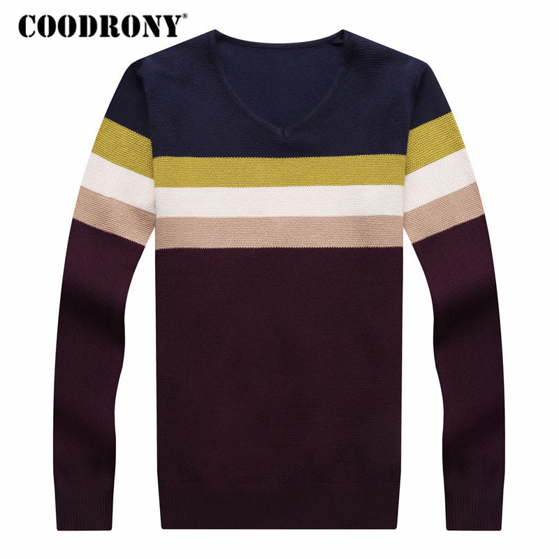 Striped V-Neck Pullover