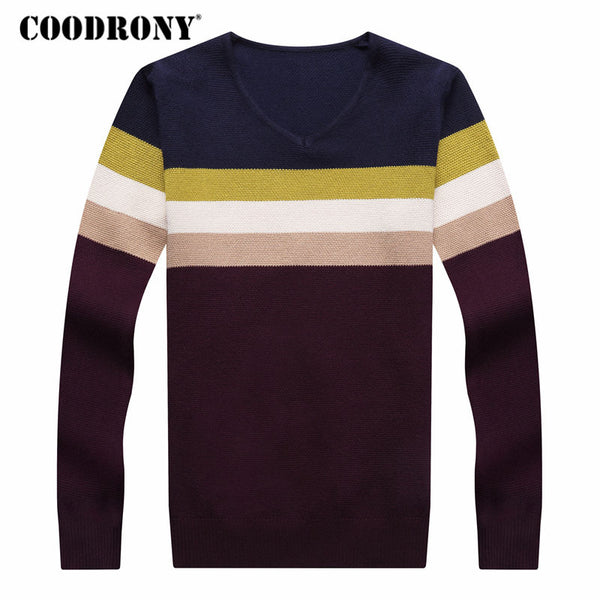 Striped V-Neck Pullover